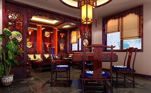 青岛古典中式风格茶楼包间设计装修效果图